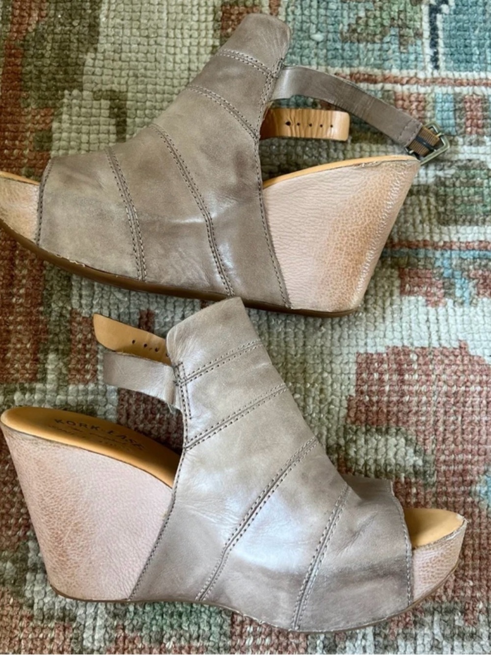 Kork-Ease Women's Sandals Leather Wedge Slingback in Taupe Size 8 M - Picture 5 of 8